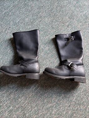 Black ride tecs steel  toe Leather Men’s, Riders Boots.
